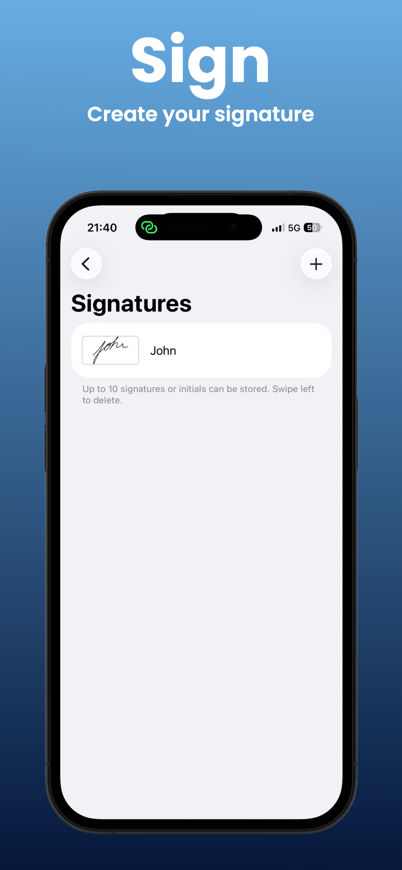 RitePDF signing interface: placing a signature on a document