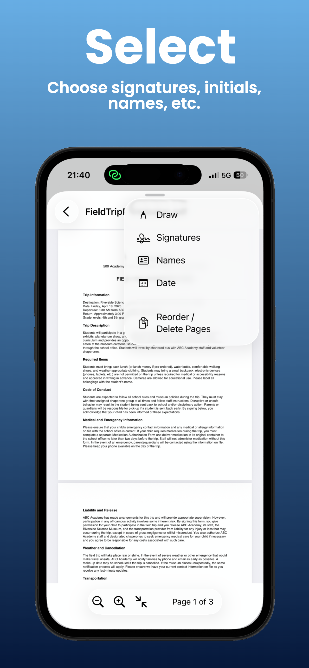 RitePDF tool selection: choosing markup and signature options